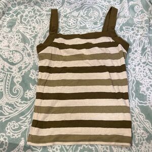 GAP Khaki and Cream Striped Tank Top
